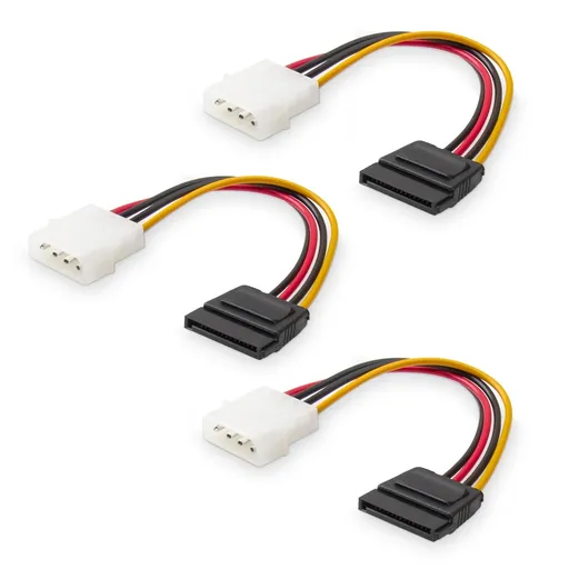 3-Pack 4 Pin Molex to SATA Power Cable (SATA to Molex) - 6 Inches
