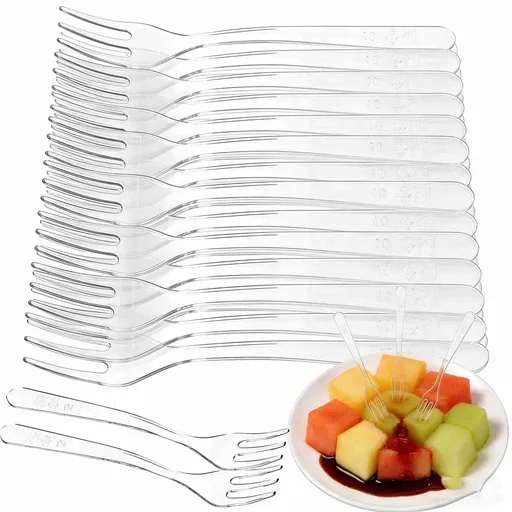 200Pcs Plastic Mini Forks, 3.7“ ”Mini Tasting Fork Plastic Clear Dessert Fork, Disposable Tiny Appetizer Forks for Fruit Cakes Party Serving Supplies