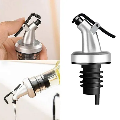 Oil Bottle Cap, Kitchen Oil Pour Spouts Bottle Dispenser, Black Leak-Proof Bottle Flip Cover for Oil Vinegar Soy Sauce