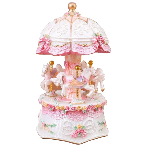 Hod Health & Home Light Up Carousel Music Box - White