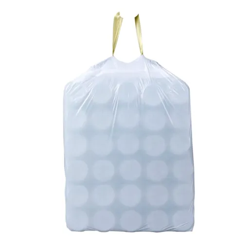 Heavy-Duty Drawstring Trash Bags - 30 Pack | 4-Gallon (50x45cm/19.7x17.7in) | Tear-Resistant Plastic Garbage Bags for Kitchen, Bathroom, Office & Car | Yellow Leakproof Waste Bags with Easy-Tie Ropes