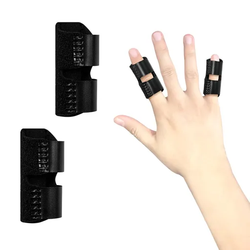 2 PCS Small Finger Splint, Adjustable Trigger Finger Splint, Straightener for Broken Strained Arthritis for Pinky, Index Splints for Teenagers and Women (Black)
