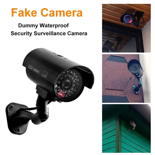 2 Pieces Fake Camera Simulation Waterproof Security Cctv Surveillance Camera, Surveillance Camera Cctv Camera Dummy, Camera, Black