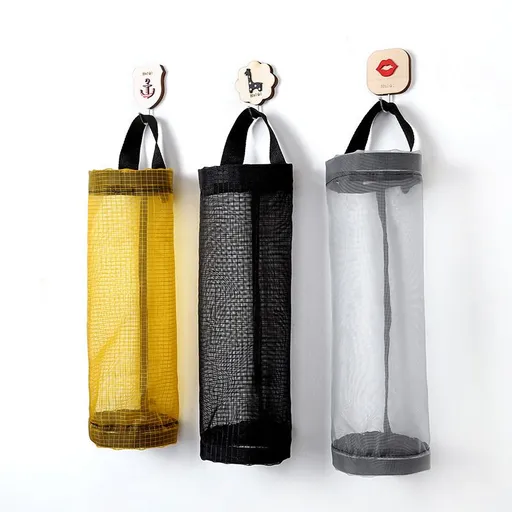 3 Packs Plastic Bag Holder, Grocery Bag Holder Trash Bags Holder Mesh Hanging Storage Dispensers Breathable Mesh