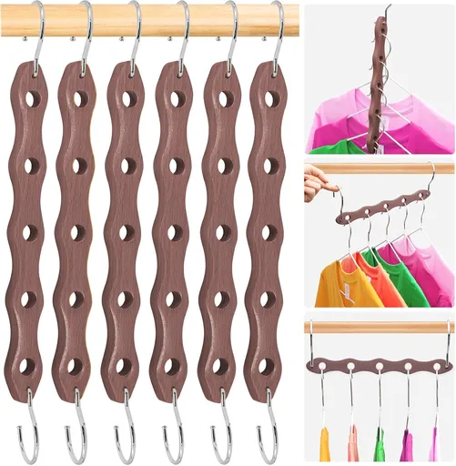 Closet Organizers and Storage,Heavy Duty Wooden Hangers Space Saving,Home Dorm Room Essentials for College Students Girls Boys,6 Pack Organization and Storage Clothes Hanger for Coat,Pants,Shirt,Scarf