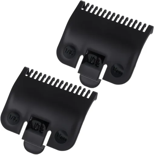 2pcs Clipper Guards Replacement, 1/16'' 1.5mm Clipper Guards, Professional Trimmer Barber Cutting Combs Sets Compatible for Most Size Blades- Black