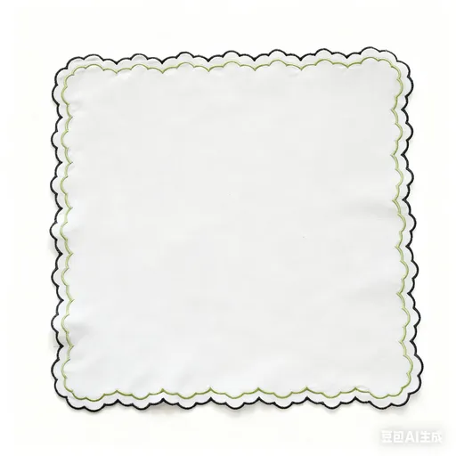 Set of 4 Embroidery Cloth Napkins, Soft Reusable Scalloped Napkins Washable Dinner Napkins Table Decor for Home Hotel Restaurant Weddings Events Parties, 38*38cm