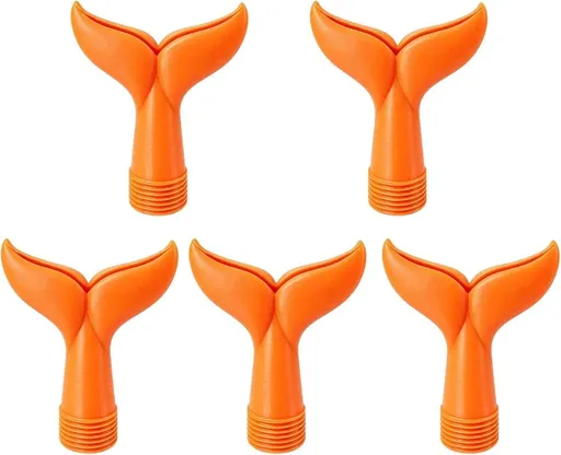 5-Piece Threaded Pool Fountain Nozzle Set for Water Feature Display, 5 Piece Fishtail Heads for Poolside Display Areas Pool Fountain Nozzle Fishtail Head Water Feature Decorative Backyard Threaded Head Set - Orange - Size 95mm