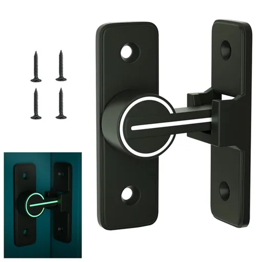 Lock Hardware, 90 Degree Heavy Duty Gate Latches Flip Latch Safety Door Bolt Latch Lock, Barn Sliding Door (Black Luminous)