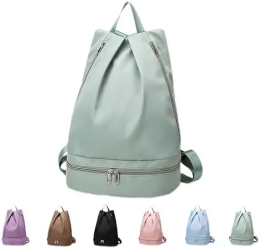 Womens Gym and Swim Bag with Shoe Compartment, Foldable Sports Backpack with Wet Dry Separation for Training and Travel