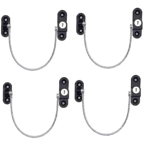 4 pcs Window Limiter, Window Stopper, Childproof Window Lock, Window Lock, Door Lock - Black