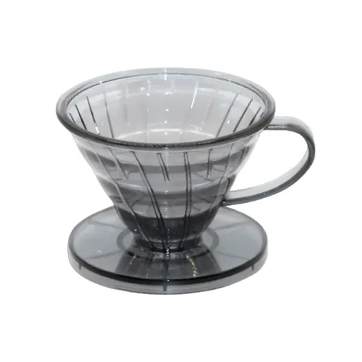 Household Hand Drip Coffee Filter Cup Reusable Plastic Cone Shaped HeatResistant - Grey