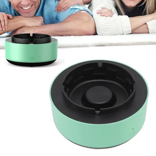 Smart Ashtray Self Extinguishing 2 in 1 Air Purifier Compact Green and Black