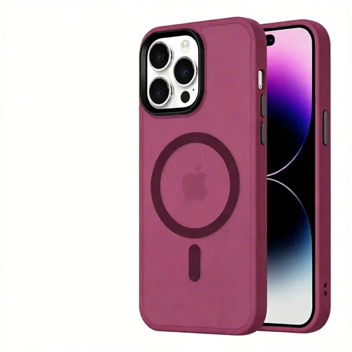 Matte Sandblasted Anti-Drop Phone Case - Soft Silicone Skin Feel Cover for iPhone - Shockproof Protective Case with Camera Protection - Dark Purple for iPhone 15 Pro