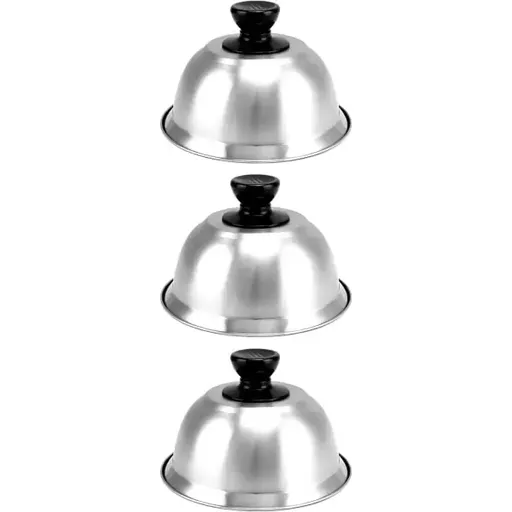 3 Pack Stainless Steel Burger Melting Domes, Heat Retaining Grill Covers for Hamburgers, Sandwiches and Outdoor BBQ, 16 x 10 cm