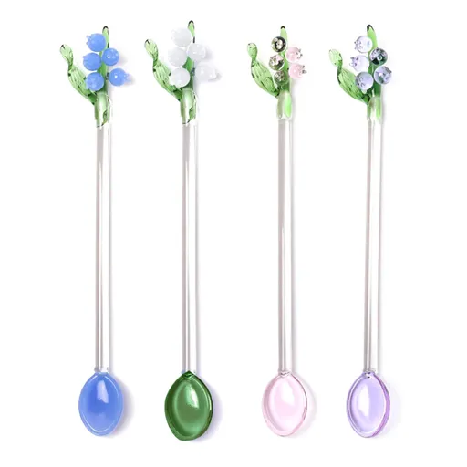 Glass Stick Stirring Spoon Orchids Flower Stirring Rod Coffee Teas Mixing Spoon Drinkware Stirrer Spoon Restaurant