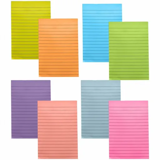 1 Pack Ruled Sticky Notes, 8 Pastel Color Memo Pads with Strong Adhesive for Office School and Home, 50 Sheets, 4 x 6 in