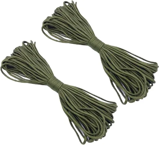 2 pieces - Paracord - 30M - Rope - 4mm Paracord - Clasps, Carabiner, Keyrings, Buckle - Craft Set for Adults, Children, Girls - Bracelet, Lanyard, Keychain Making - Green - Polypropylene