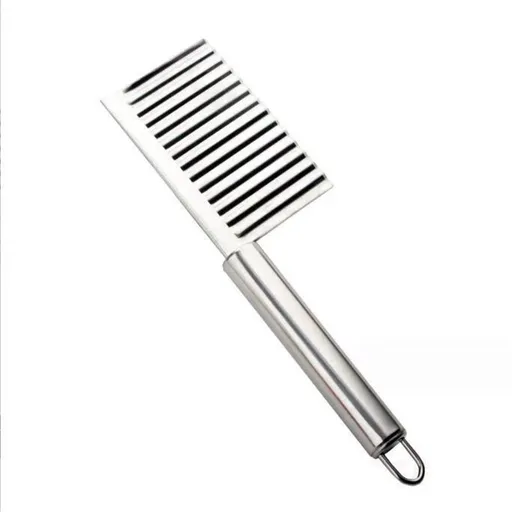 2pcs Home Kitchen Plastic Handle Stainless Steel French Fries Potato Carrot Wavy Crinkle Cutter Slicer Handheld Chipper Chopper