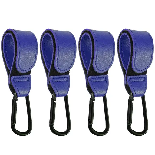 4 Pcs Baby Stroller Hooks for Hanging | Multipurpose Stroller Straps with Durable and Stylish Stroller Clips for Diaper Bags | The Perfect Mummy Hook for Pram, Wheelchair, (Blue)