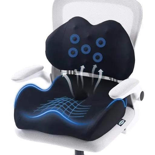 Memory Foam Seat Cushion & Lumbar Support Pillow Set – Ergonomic Office Chair & Car Seat Pad for Lower Back Pain Relief, Hip & Back Comfort