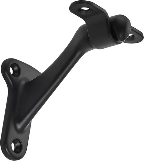 6 Pack 3 Inch Matte Black Hand Rail Bracket Heavy Duty Hardware for Stairways, Home or Office Stair Support Handrail Brackets