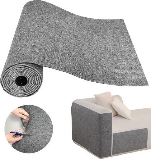 78.7"X15.8" Self-Adhesive Cat Scratching Mat - Durable Couch Protector from Cat Claws, DIY Furniture Protector from Cats Scratching, Sticky cat Scratch Wall mat- No Residue, Safe for Cats - Gray