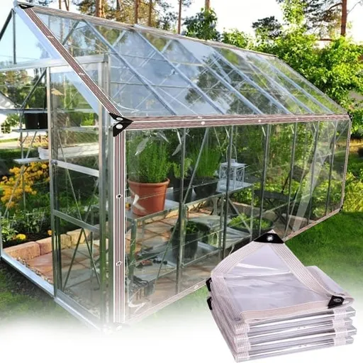Waterproof Tarpaulin 2x5m and 2x3m, Transparent PE Film for Garden and Camping, Rainproof