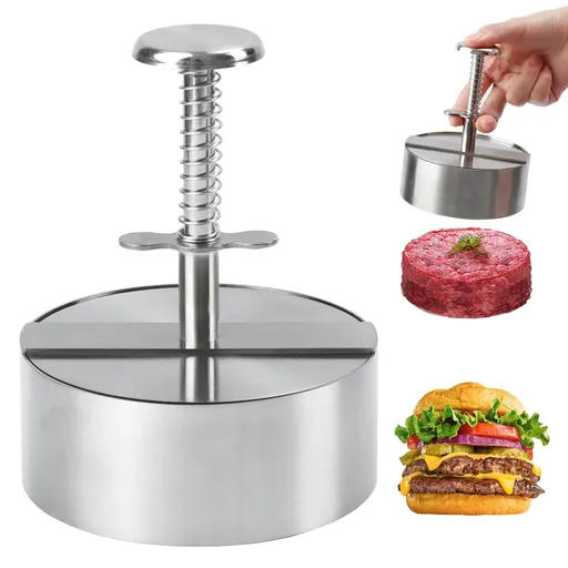Burger Press, Adjustable Hamburger Patty Maker Food Grade 304 Stainless Steel, Non-Stick Stuffed Patty Molds Making for Beef