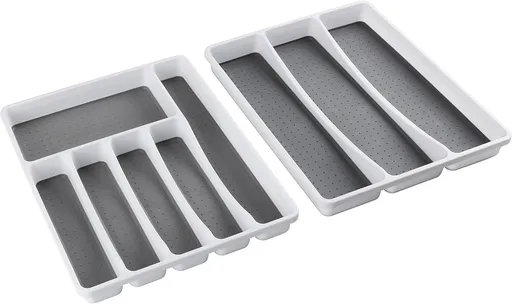 No-Slip Silverware Tray Organizer, Accommodates Different Kitchen Utensil and Cutlery Sizes, Deep Enough to Fit Entire Drawer, (2-PIECE | 9-SECTIONS)