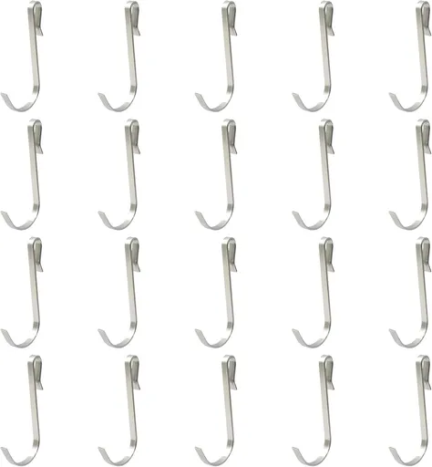 20 Pack J Shaped Clip-on Hook, Stainless Steel Wire Rack Clip-on Hanger, Hanging Sink Grid Shelf for Kitchen/Bedroom/Office (Silver)