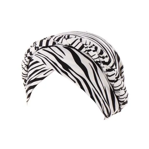 Women Floral Turban Head Wrap Cap Comfortable Chemo Headscarf Headwear - Beige zebra print