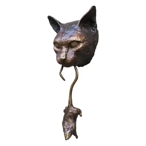 Cat and Mouse Wall Hangings Decor Cat Wall Mounted Sculpture Door Knocker Resin Statue Decoration for Home Door Outdoor Garden