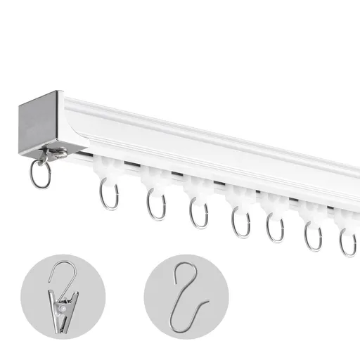 Ceiling Curtain Track Set 5.9 FT/1.8 Meter_oom Divider with Hooks White