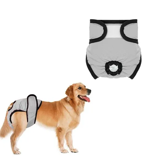 Washable Female Pet Nappy Diaper Dog Cat Physiological Pants Gray - S
