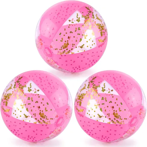 16 Inch Inflatable Beach Balls, 3 Pack Glitter Beach Balls Pool Toys with Confetti Sparkling Balls for Kids Toddlers Adults Summer Pool Party Favors