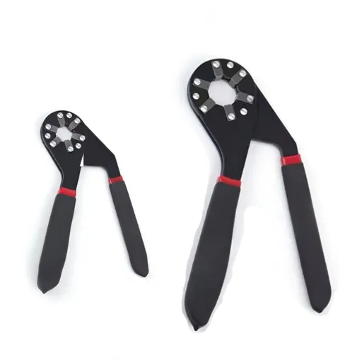 Black 6-inch and 8-inch Multi-Purpose Hexagonal Magic Wrench set- High Carbon Steel Adjustable Pipe Wrench with Non-Slip TPR Handle, Universal Grip for Hex Nuts Round Pipes and Bolts, Heavy Duty Plumbing Tool for Home Repair