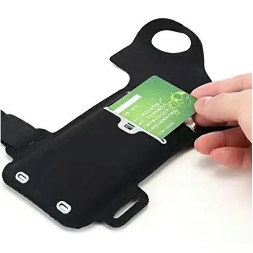 Outdoor Jogging Riding Running Sports Gym Lycra Thumb Armband Pouch Case for 14 13 12 11 Pro Max XR XS Max Galaxy a (Black)