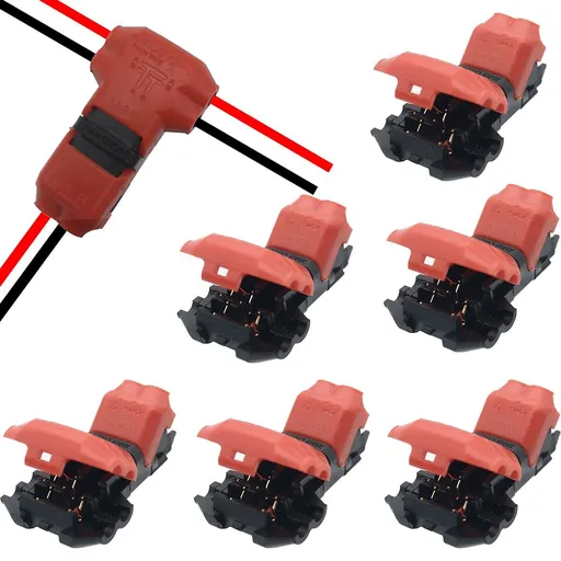 7pcs Quick splicing wire connector, 2-pin low-voltage T-shaped tap for wire connectors, no need for welding, no peeling