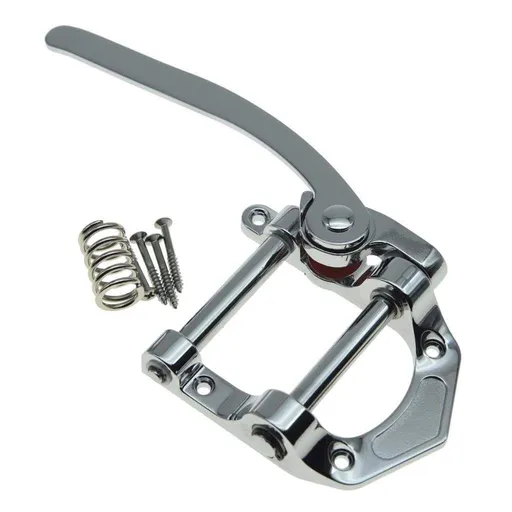 Tremolo Bridge for Electric Guitar, Chrome Plated Vibrato Tailpiece with Roller Bar, Replacement Flat Top Body, Hardtail Bridge Upgrade