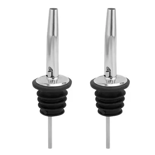 2PCS Stainless Steel Pourers Speed Wine Bottle Pourer Olive Oil And Vinegar Tapered Stopper Spout Suitable For About 3 4 Bottle Mouth Stainless steel As Shown