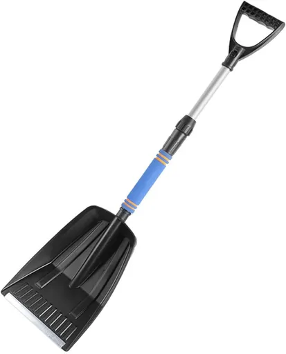 Folding Snow Shovel - Large Capacity | Lightweight & Portable - Wide Snow Clearing Range with Ergonomic D-Shaped Handle and Aluminum Blade - Snow Shovel for Outdoor, Car, Garden, Camping, Driveway（Blue）