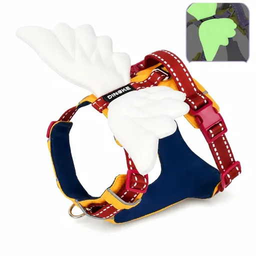 Adorable Angel Wings Dog Harness with Glowing 3D Luminous Design, Breathable No-Pull Walking Vest for Puppies and Small to Large Dogs, Soft Padded Outdoor Gear with Matching Leash Option Available (Red(Harness Only), M)