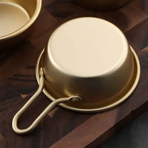Korean Traditional Wine Bowls Korean Raw Rice Wine Hiking Soup Dish 12.5cm 2 pcs Aluminum Yellow Made in Korea