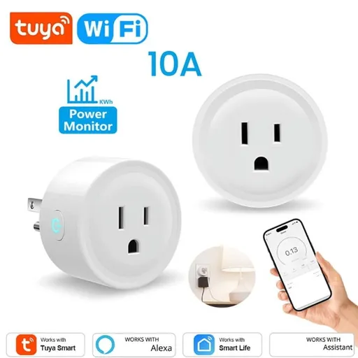 TUYA 10A Smart Plug WIFI Socket with Power Monitor Timing Function Voice Control Works US Plug