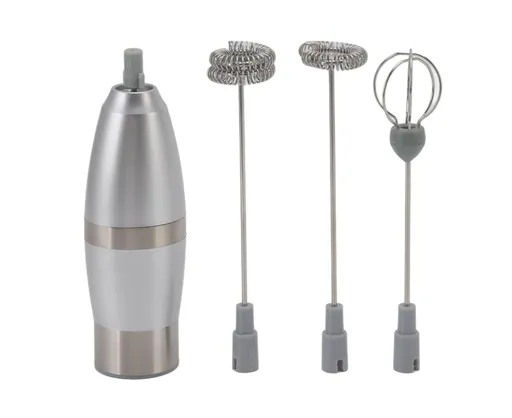 Electric Milk Frother, Handheld Battery Operated Drink Mixer, Portable Eggbeater with Stainless Steel Whisk