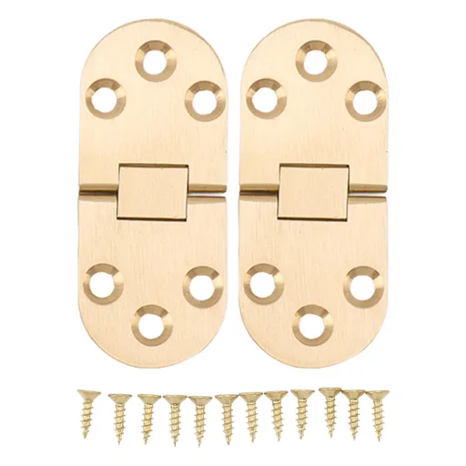 2 Sets Folding Flip Top Hinge Rustproof Round Edge 180 Degree Brass Flap Hinge with Screws for Folding Table Sewing Machine 2.0mm/0.08in