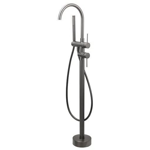 Gun Metal Bathtub Mixer Tap Free Standing Faucet Spout With Handheld Shower Set