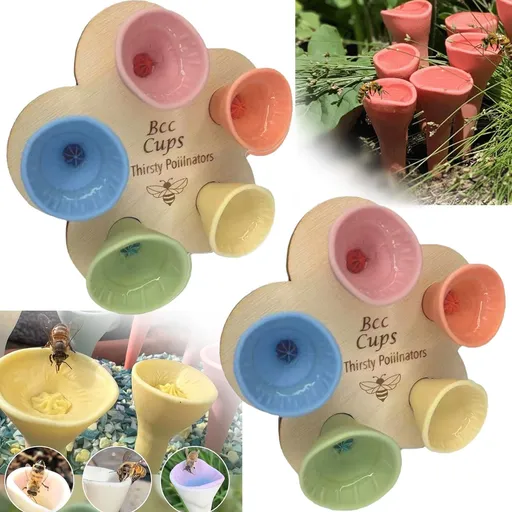 Drinking Cup for Bees,2024 New Bee Insect Drinking Cup, bee drinking cups for garden, Thirsty Pollinators Need a Drink, (2PC)
