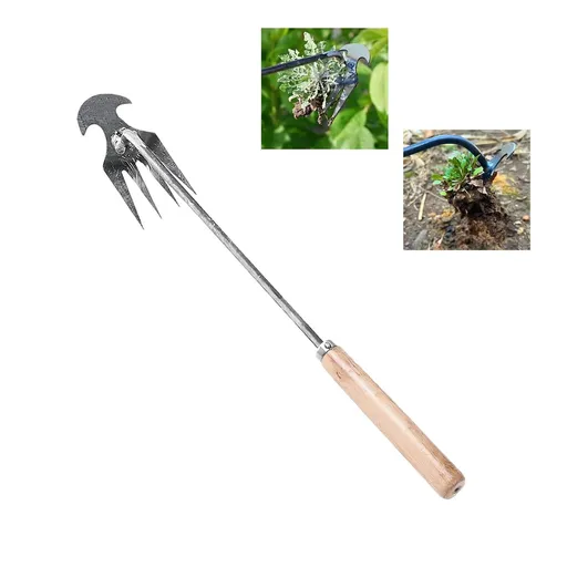 Weed Puller Tool, Garden Weed Pulling Tool, Portable Garden Weeder Tool for Vegetable Gardening Backyard Farm (Wooden Handle)
